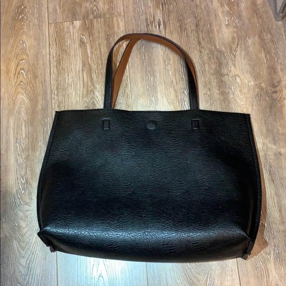 Reversible faux leather tote purse